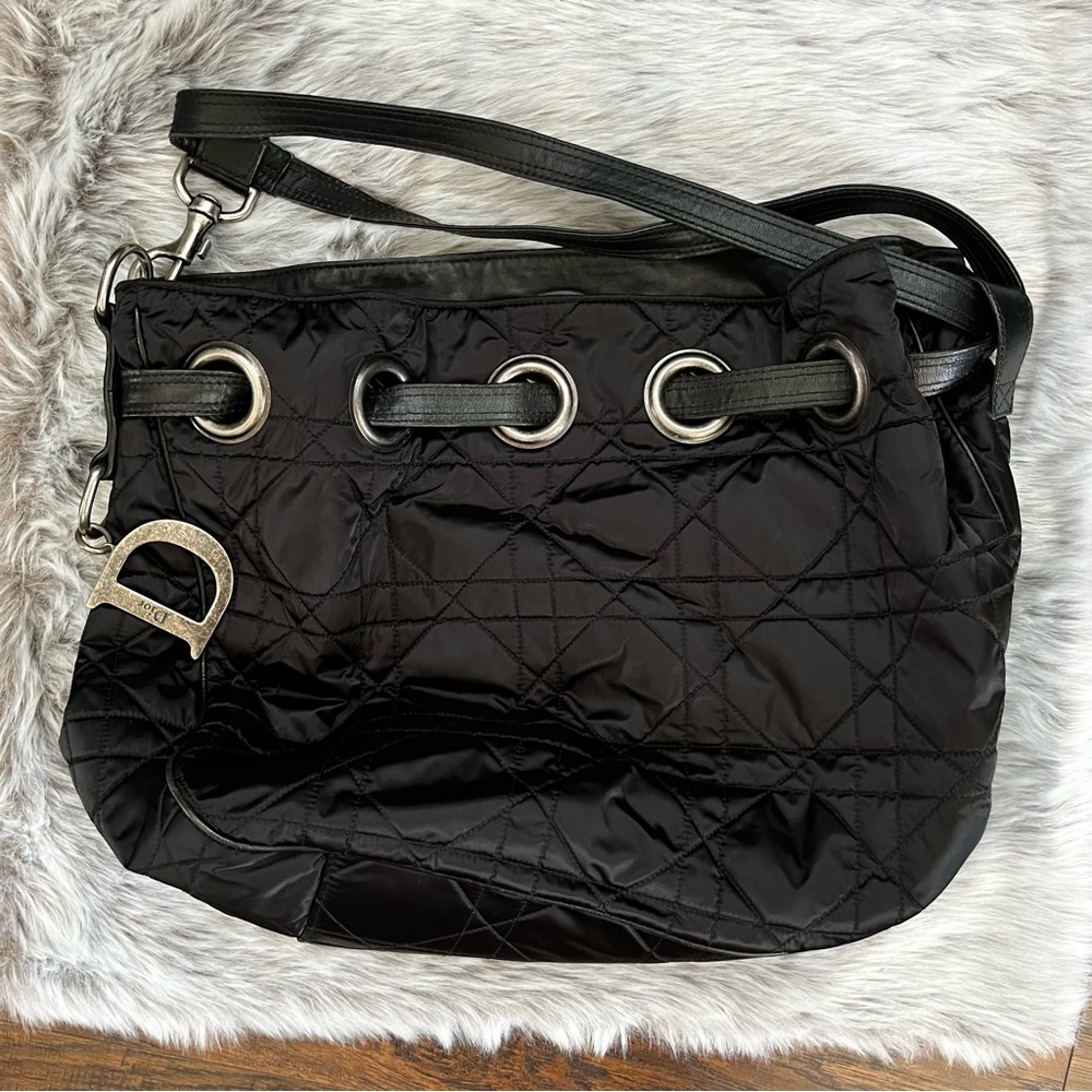 Dior Black Nylon Vintage Quilted Tote Authentic